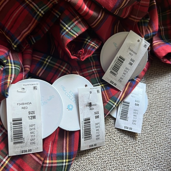 Edgehill Collection Baby Boys Short Sleeve Velvet Collar Plaid Bubble - Picture 10 of 10